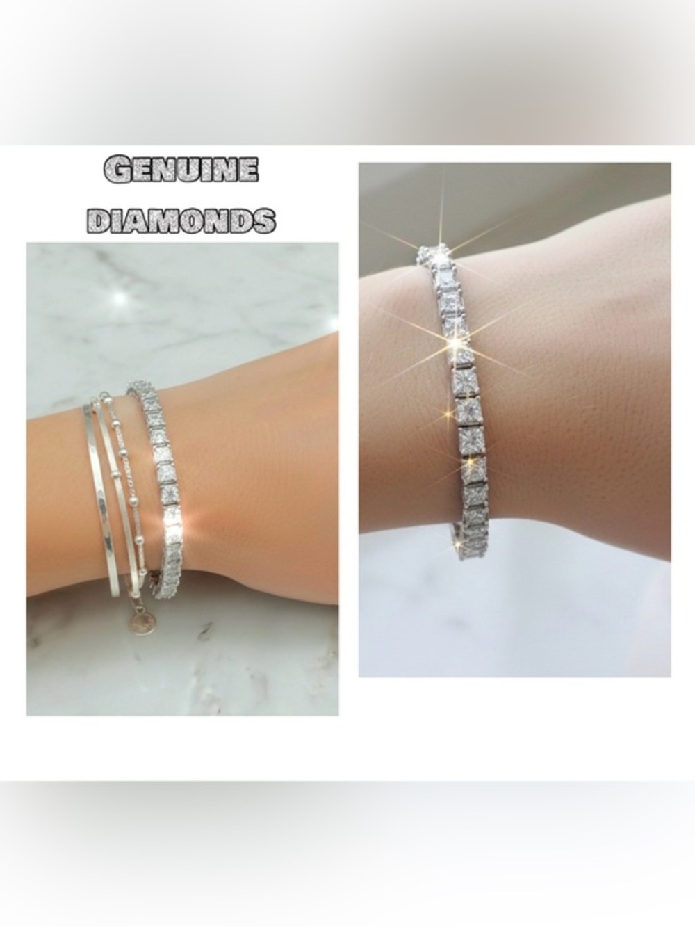 Zales Illusion Setting Vintage Tennis Bracelet 925 Genuine Diamonds SZ 7.5